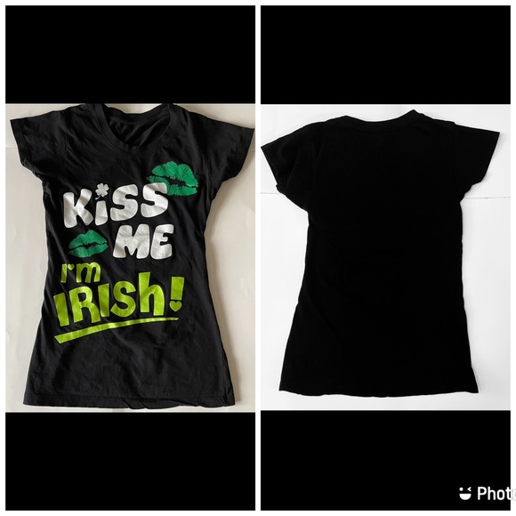 “Kiss Me I’m Irish” Cotton Short Sleeved Tee. Size 3/5 (Juniors) - Picture 1 of 7